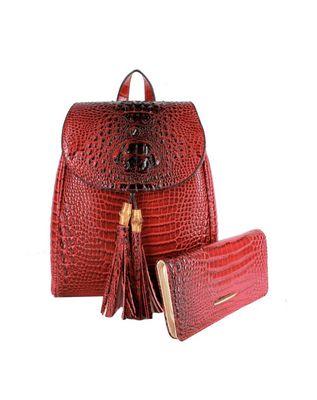 Red Croc Backpack With Wallet