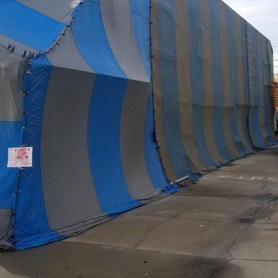 The closer the tarp is to the wall of property the more effective the treatment. We do not want the gas we use to stay in empty space.