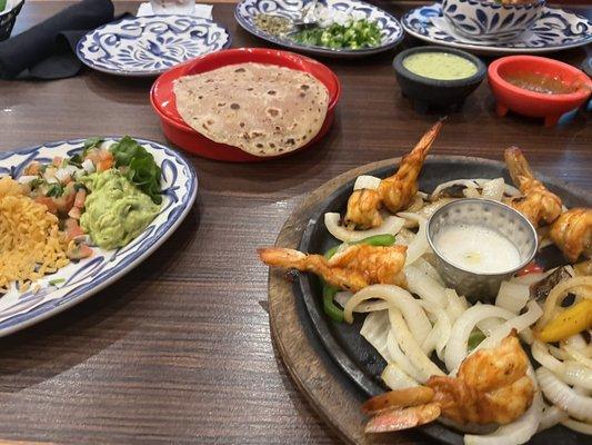 Butterfly grilled shrimp w homemade tortillas