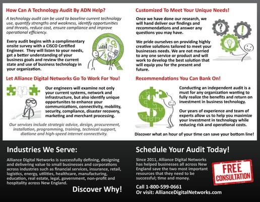 Request a free independent technology audit for your business by calling 1-800-599-0661