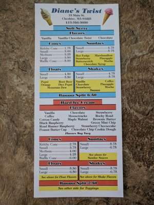 Front of menu