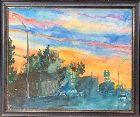 Watercolor Corner.  20 3/4 x 17 3/4 including frame. Watercolor on sealed watercolor canvas.  $150