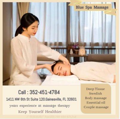 Blue Spa Massage

1411 NW 6th St Suite 120.Gainesville, FL 32601