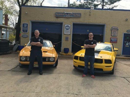 Robert Mulhern Jr and son Matthew with their favorite rides