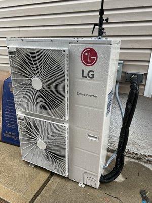 This LG 60,000 BTU condenser was installed to heat/cool a 3,000 sq.ft home in Staten Island