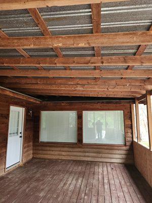 Unfinished patio roof