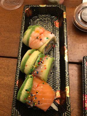 Rainbow roll? Should be called the sprinkle roll.