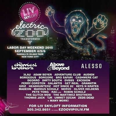 We are pleased to be hosting this years VIP tables for Electric Zoo Music Festival