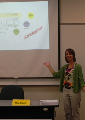 Laura Icardi teaching an ACT test preparation course.