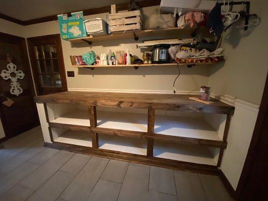 Custom cabinetry that had to be rebuilt due to water damage.