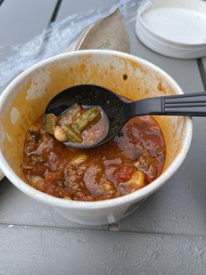 Cactus Chili - a fine bowl of chili with a few nopal