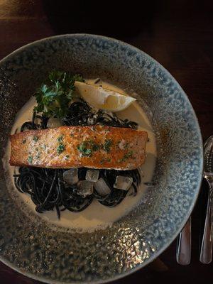 Salmon Squid Ink Pasta