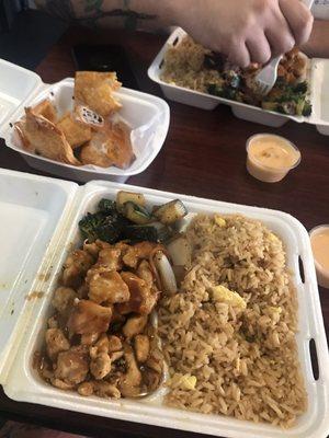 Chicken hibachi  Crab Rangoon  Steak hibachi