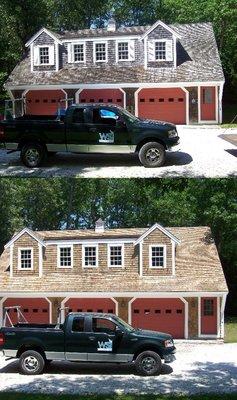 before and after cedar roof cleaning