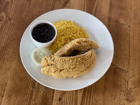 Snapper with Yellow Rice and Black Beans