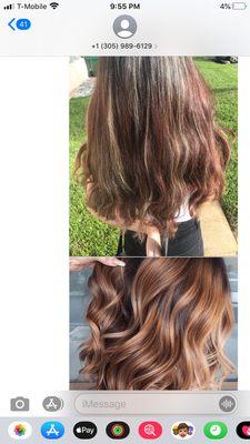 my hair vs what I wanted. I sent her the pics during the phone call for her to fix it.