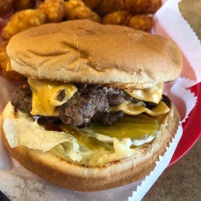 Delicious double cheeseburger