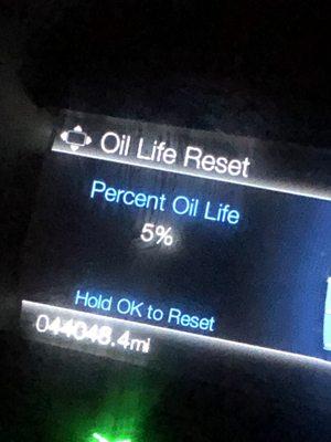 2020 Ford Fusion oil life.