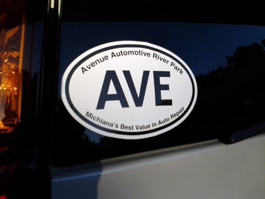 Get your AVE window decal and get 10% off any service for as long as it's on your vehicle!