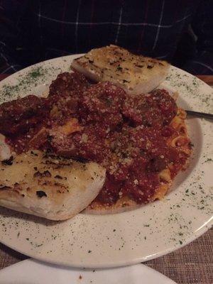 My husbands parpadelle ad meatballs.