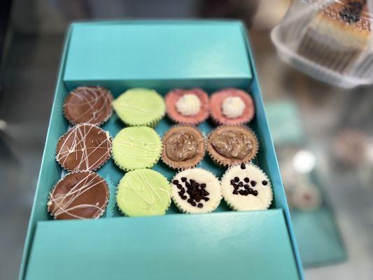 Pick your own mini assortment (dozen). Double Chocolate, Key Lime, Strawberry, Chocolate Chip and German Cake.