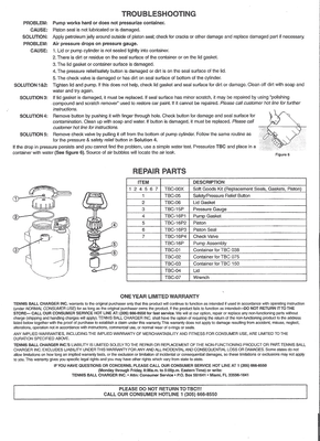 2nd page of instructions and info on Tennis Ball Charger.