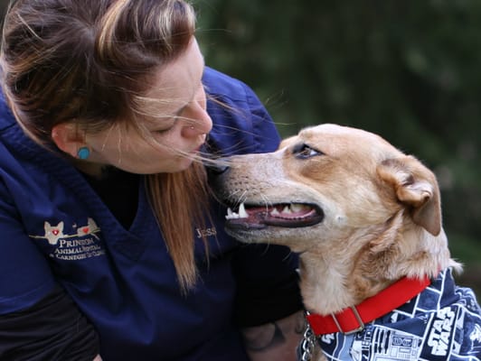 One of our awesome tech's, Jess and her pup Scully...true love 3