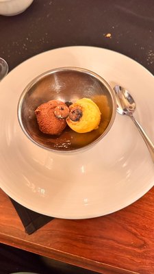 Chocolate and mango sorbets