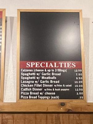 Menu specialties