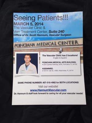 Happy Good Friday!  Dr. Hannum is now seeing patients in his newly opened  #Poinciana office. Call to schedule appt 407-518-4982