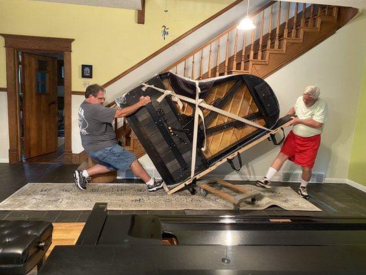 One of our pianos being set up in its new home in West Virginia.