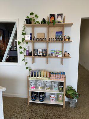 Wellness Boutique featuring local chocolate, essential oils, salt lamps & more.