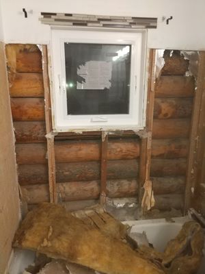 Had to take down to the logs, this house survived two floods the insulation did not