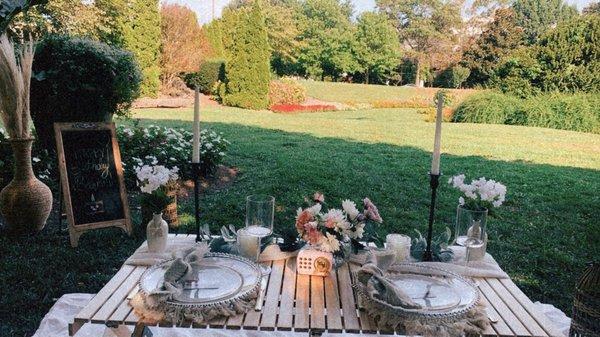 picnic setup in a garden