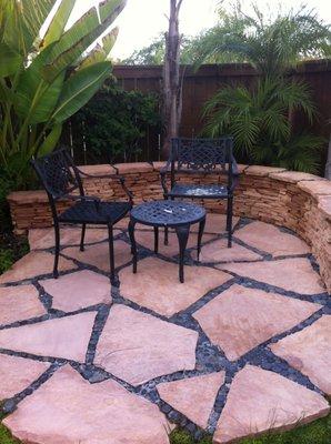 Chula Vista property set existing flagstone in cement, added walls