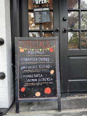 Specials at the entrance