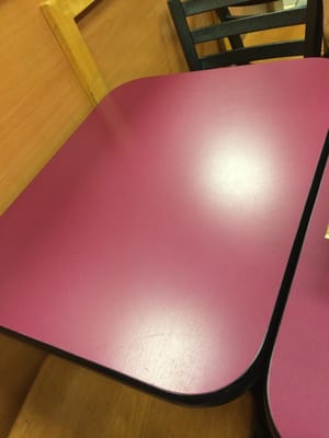 Shiny clean table tops, not in over used condition