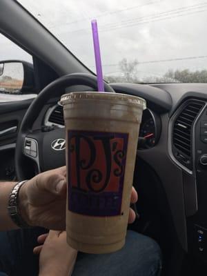 Extra large king cake velvet iced coffee