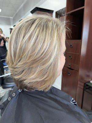 Beautiful highlights and haircut.