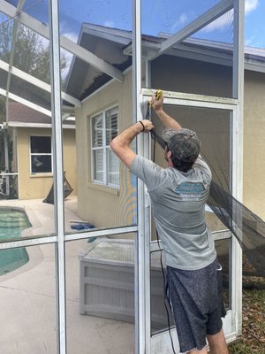 Servicing Pool screen repair Tampa and surrounding areas.  We can replace all the screens or completely Rescreen the pool Cage.