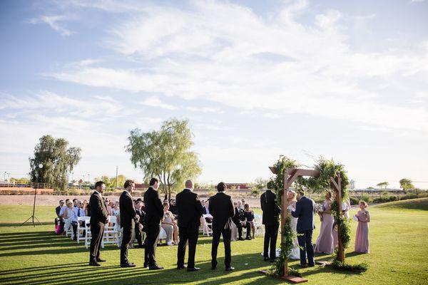 Introducing the Union of Sarah Dennison & Michael Swanson 4/10/21.@santiagoalmadaphotography @suejacobscakes @wildirisweddings @zcateringaz