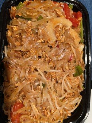 Pad Thai with added bamboo and red peppers.  Peanuts on the side.