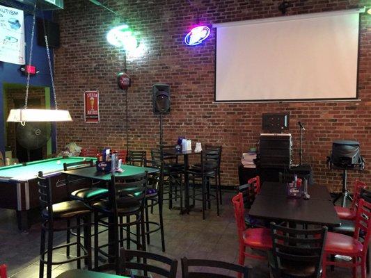 Seating Area with Karaoke Stage and Pool Table