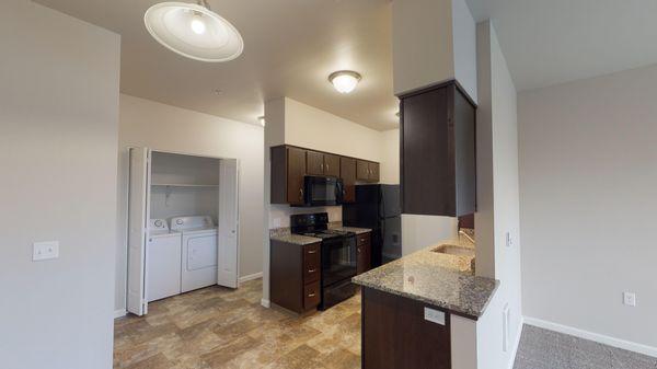 3 bed, 2 bath kitchen. Washer and dryer included