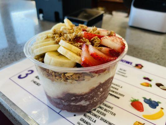 Great summer treat! Build-a-Bowl - Acai base w/ Coconut layer (add toppings)