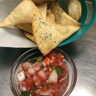 Homemade chips and salsa for taco Tuesdays!