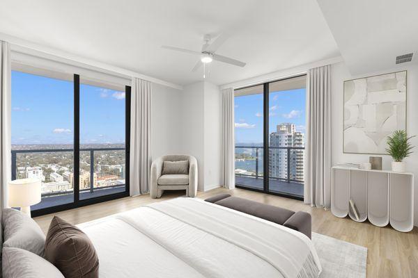 Penthouse bedroom with breathtaking views