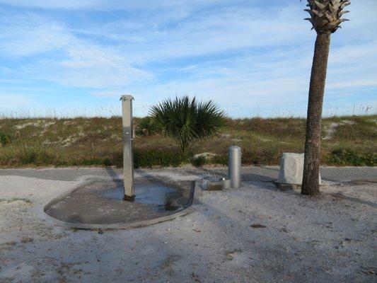 Beach shower, water fountain and dog watering area