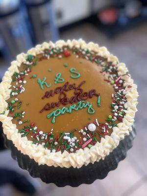 Holiday Decorated Carmel Cake