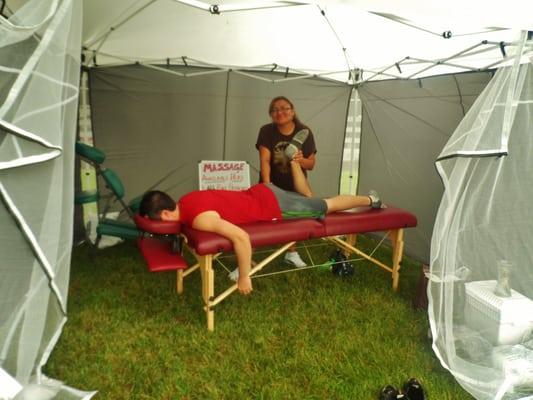 On-Site massage at the finish line of the local Timber City Adventure Race